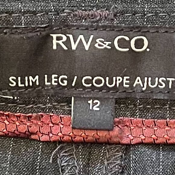 NWT RW&CO. Dark Grey Pinstripe Pants (Size 12) - Picture 3 of 4